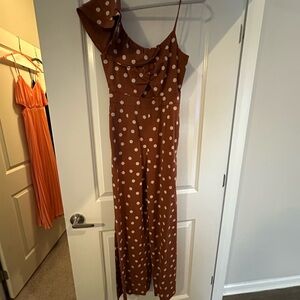 Maeve One-Shoulder Brown and White Jumpsuit